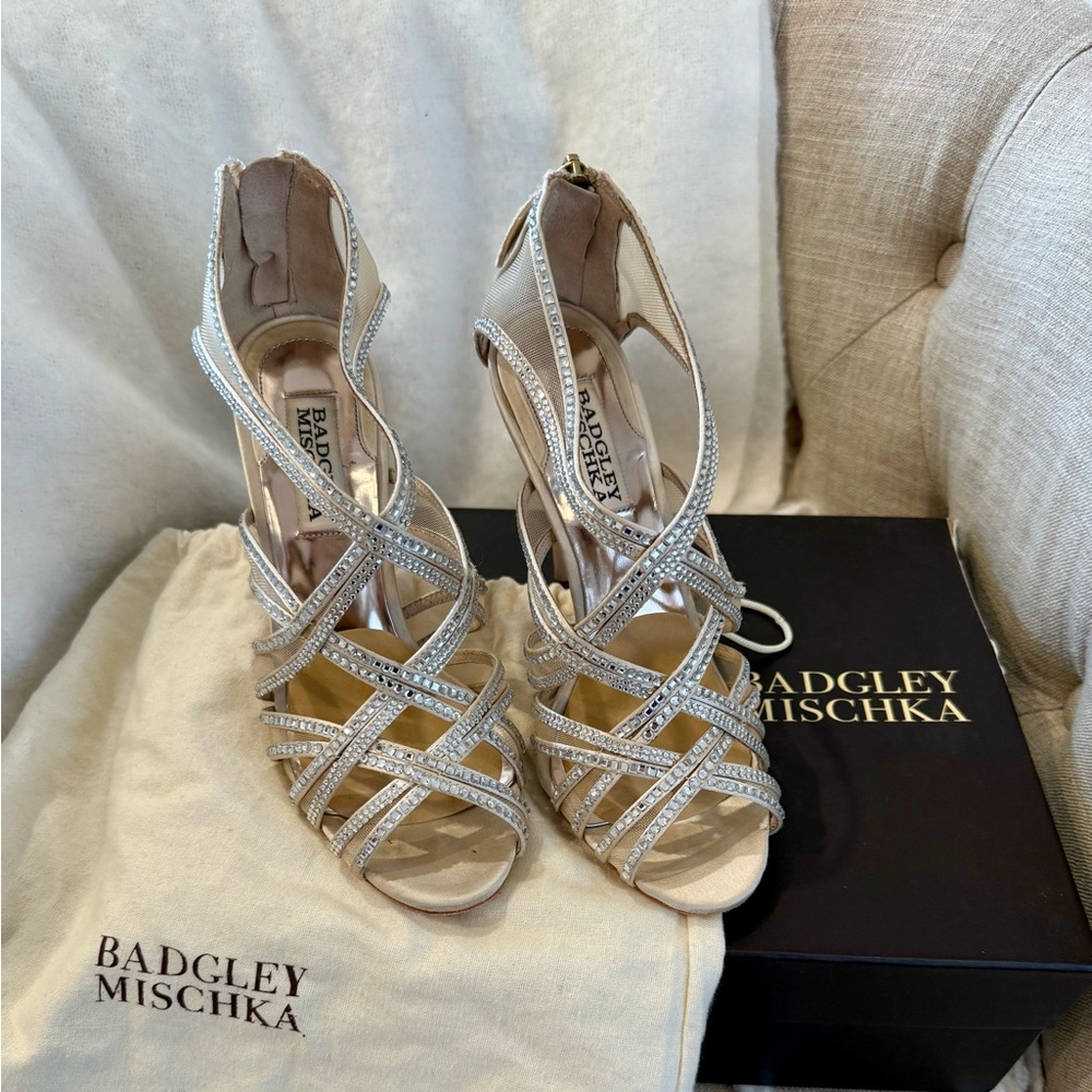 Badgley Mischka Gloria Elegant Gold Strappy Heels